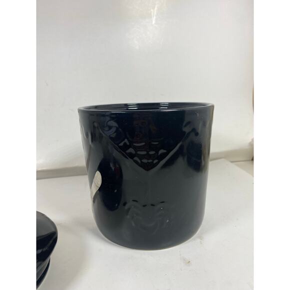 Skull Hand Halloween Ceramic Canister Cookie Jar Decor Spiders Witch Decoration - Picture 1 of 5